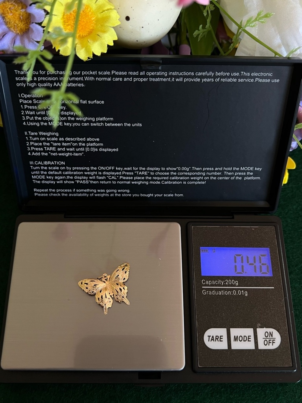 14k Solid Yellow Gold Vintage Delicate Filigree Butterfly Pendant - Picture 7 of 7